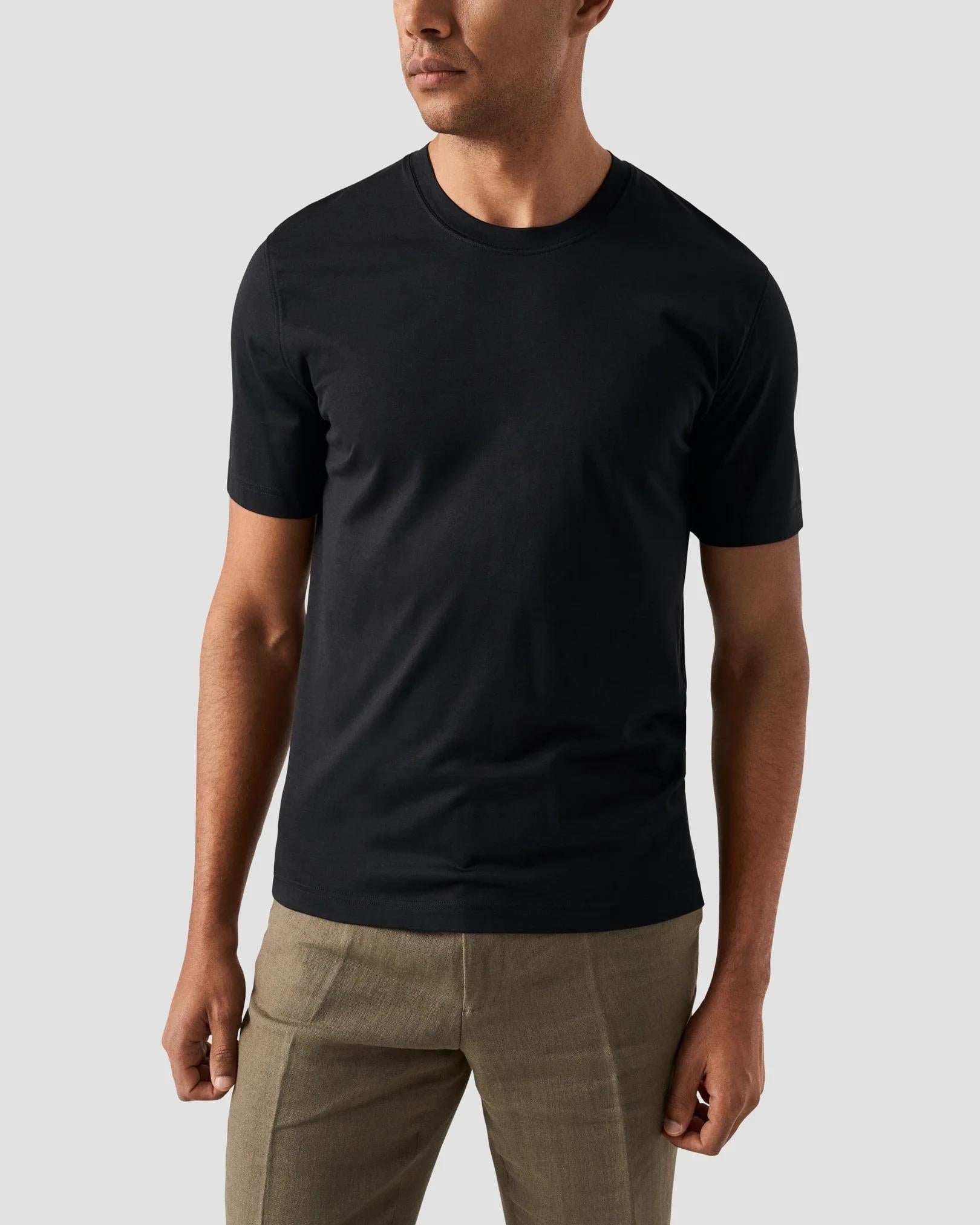 Siyah Pamuk İpek T-Shirt - 1