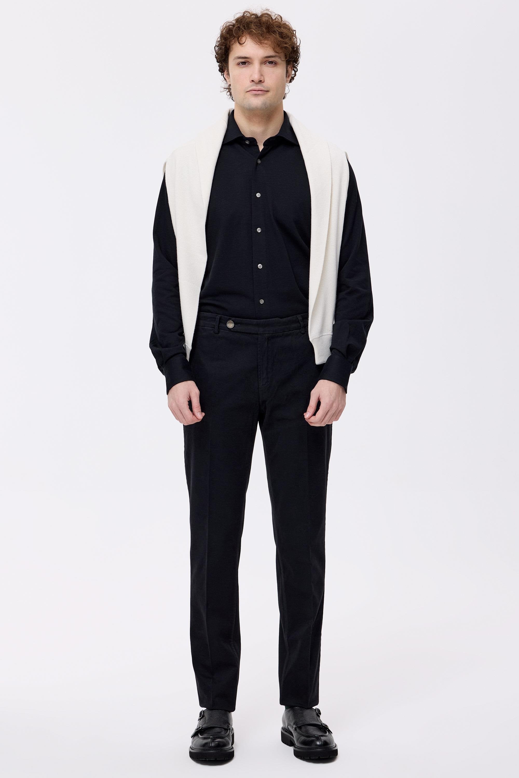 Siyah Pamuk Kaşmir Chino Pantolon - Image 1