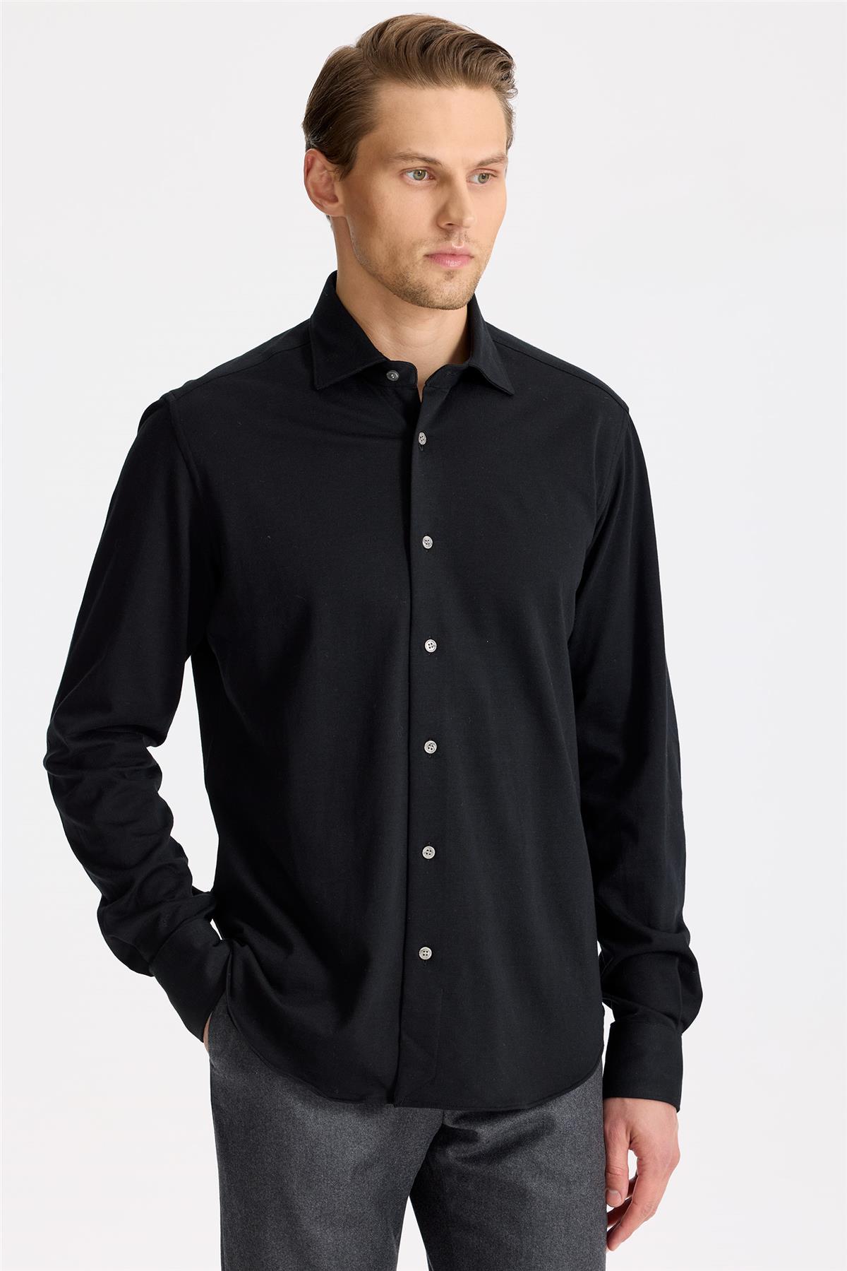 Siyah Pamuk Kaşmir Gömlek - Image 2