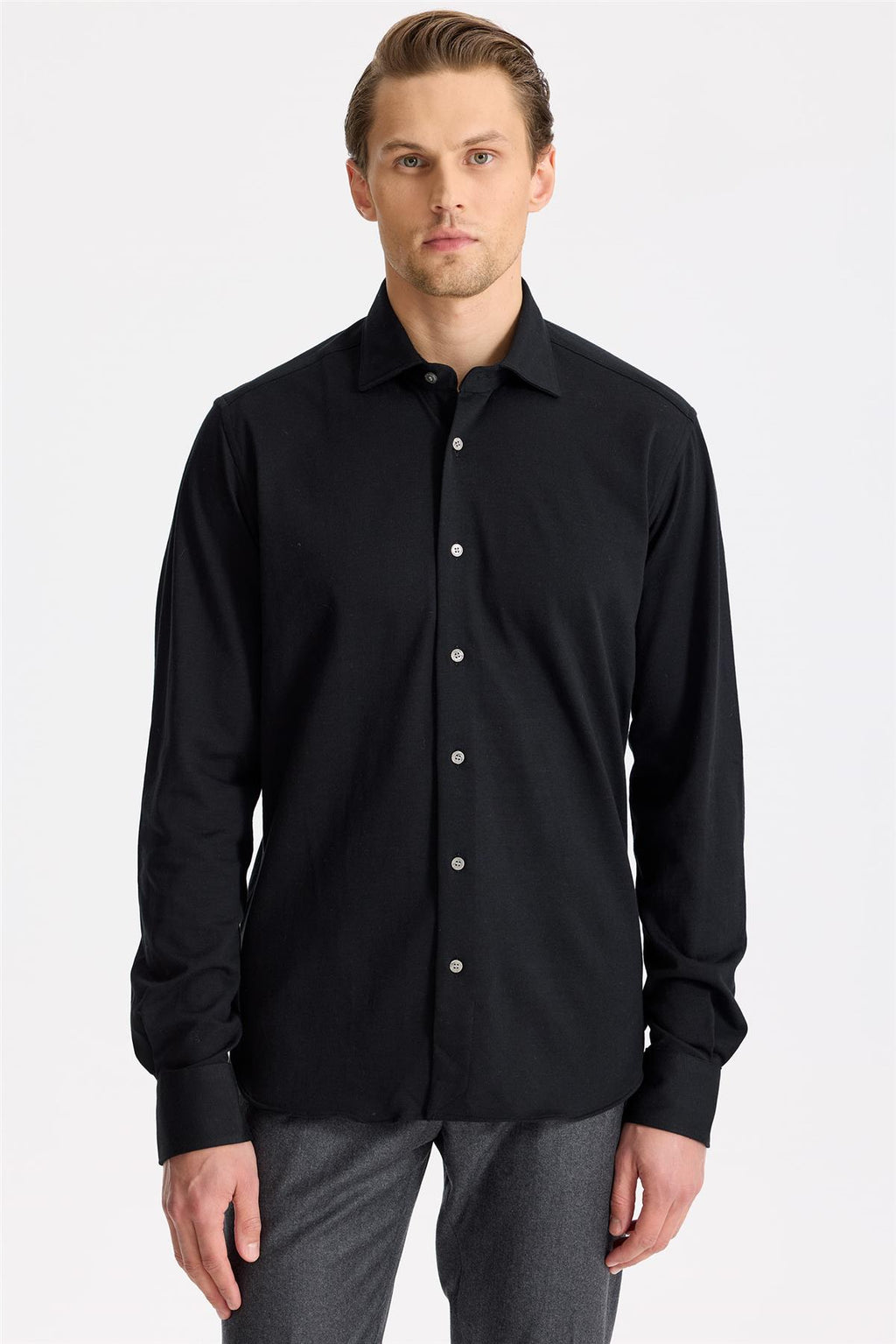 Siyah Pamuk Kaşmir Gömlek - Image 4