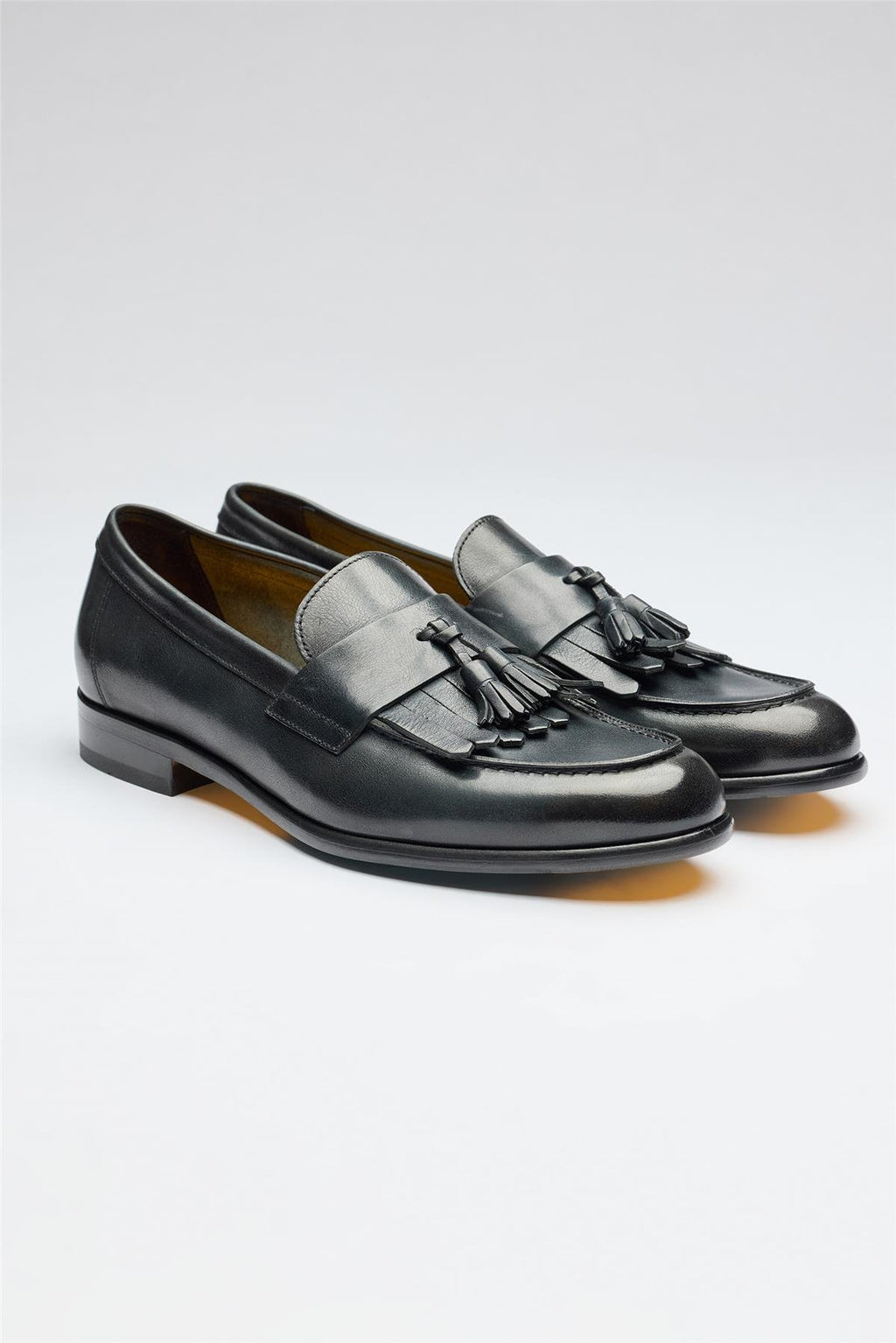 Lacivert Püsküllü Kösele Deri Loafer