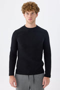 Siyah  Sıfır Yaka Pamuk Sweatshirt - Image 1