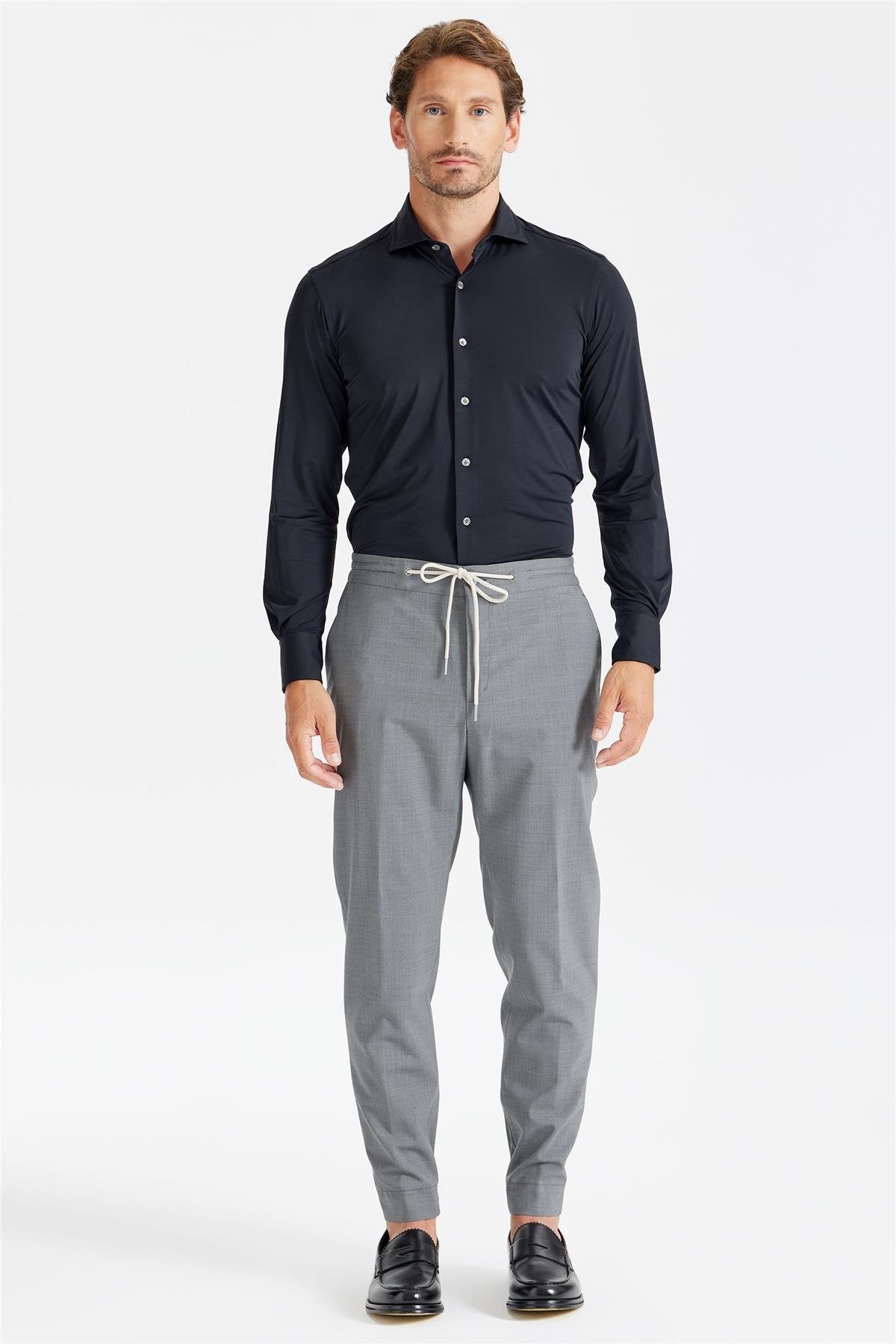 Siyah Teknik Kumaş Gömlek - Image 3