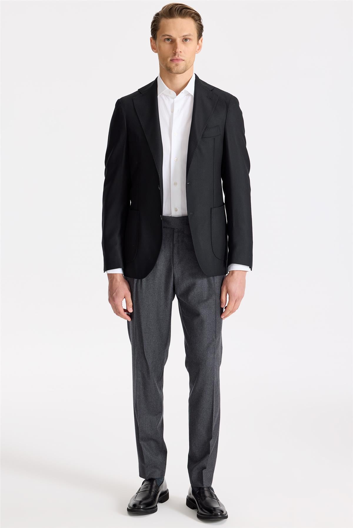 Siyah Yün Kaşmir Blazer - 1