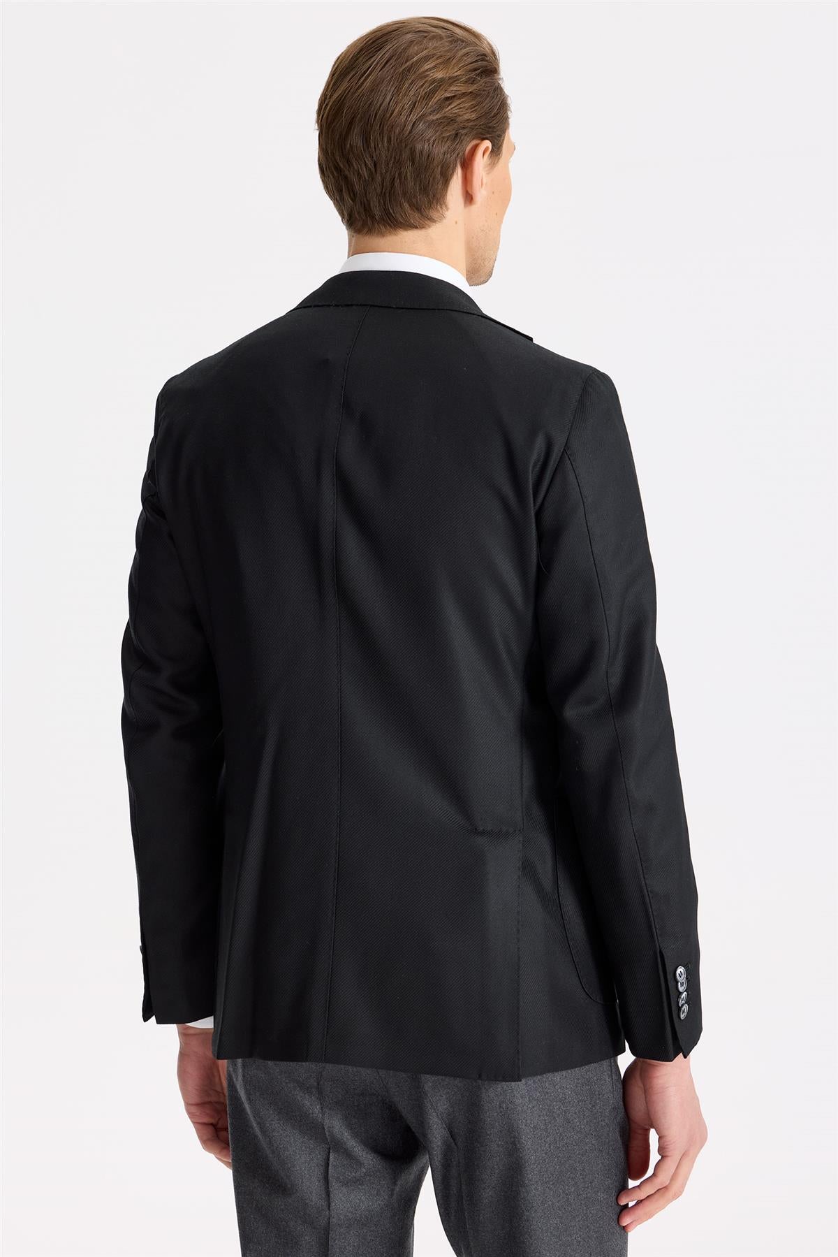 Siyah Yün Kaşmir Blazer - 9