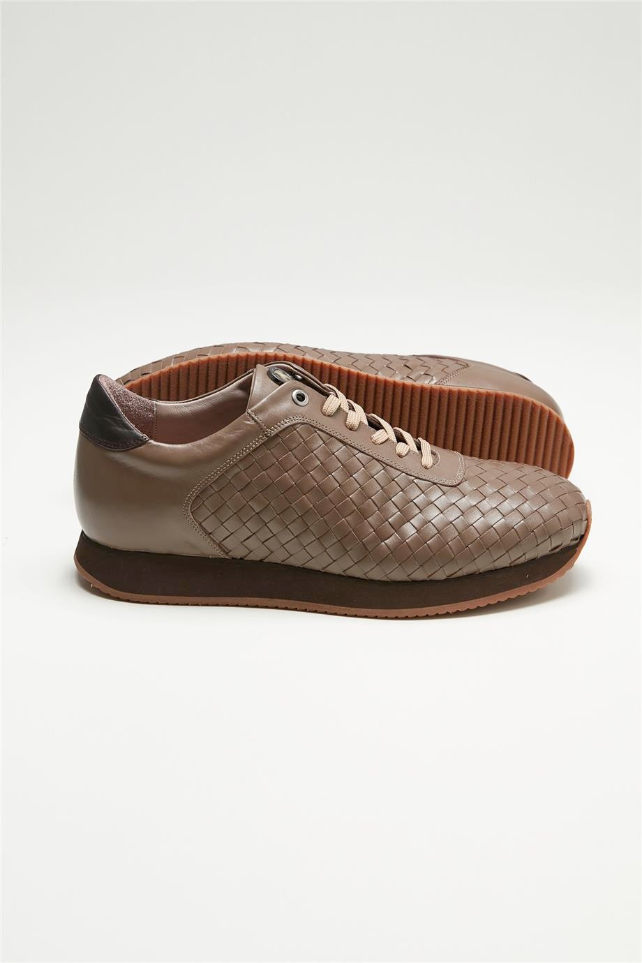 Vizon Örgü Deri Sneaker - Image 3