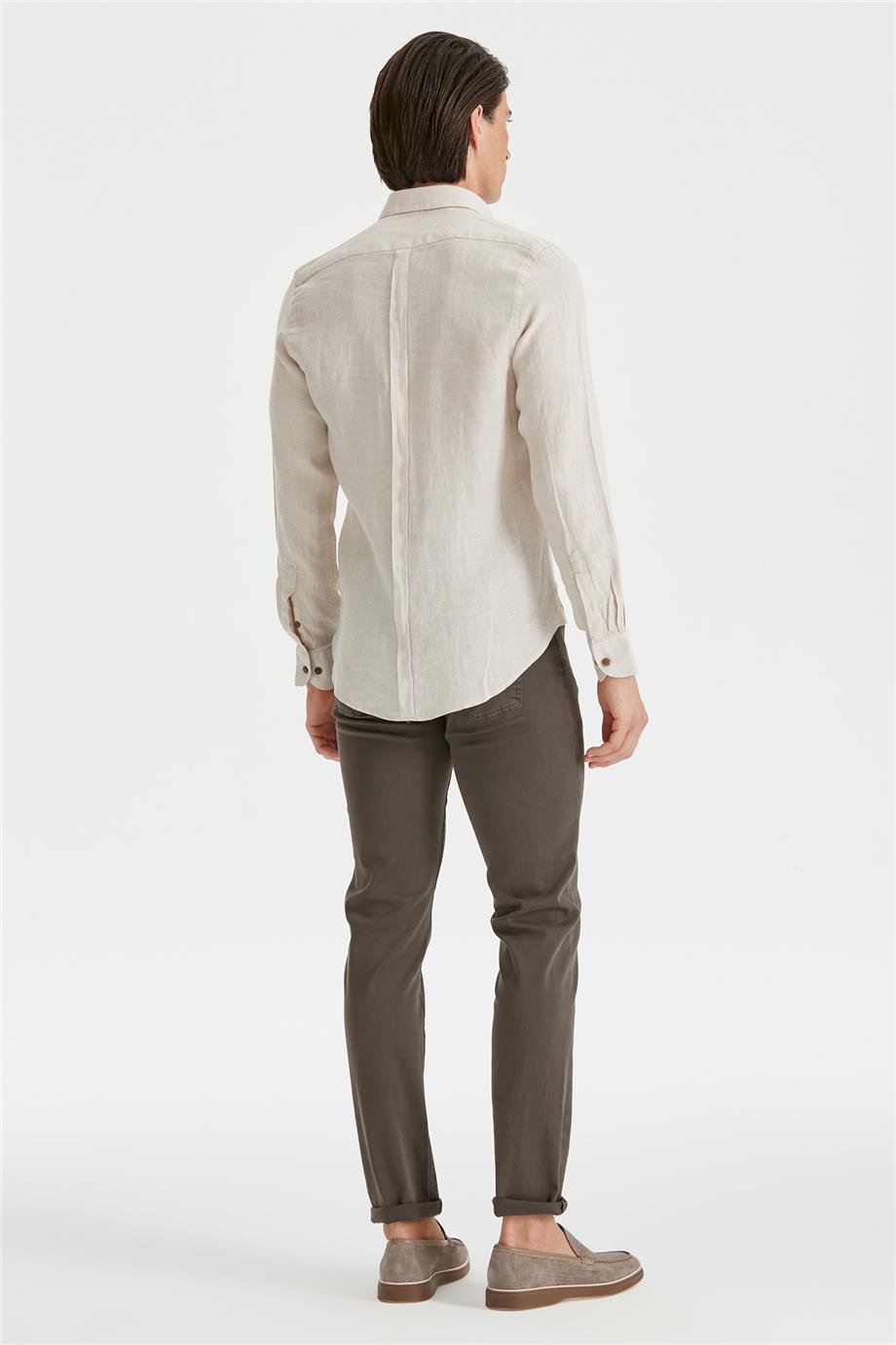 Vizon Renk Keten Gömlek - Image 4
