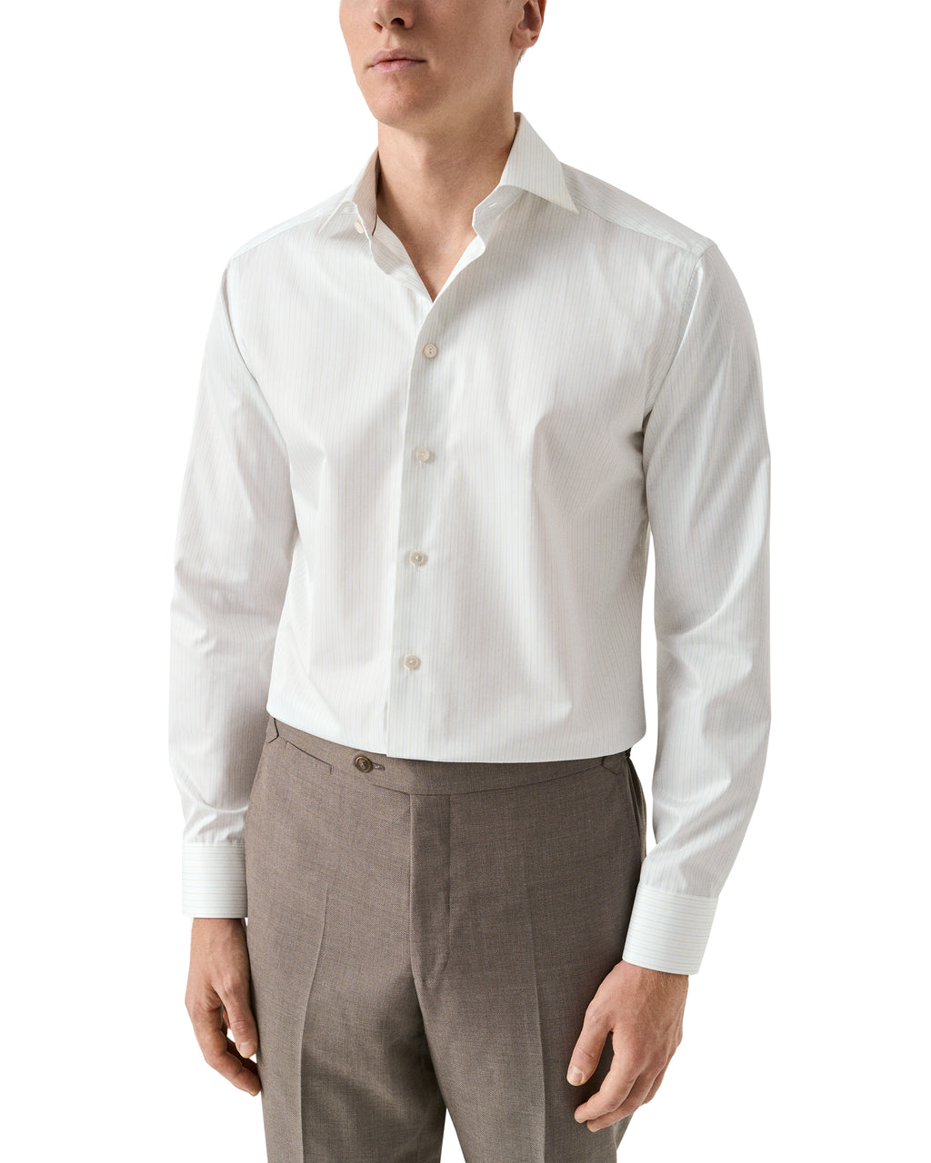 Çizgili Supima 120 Pamuk Twill Gömlek