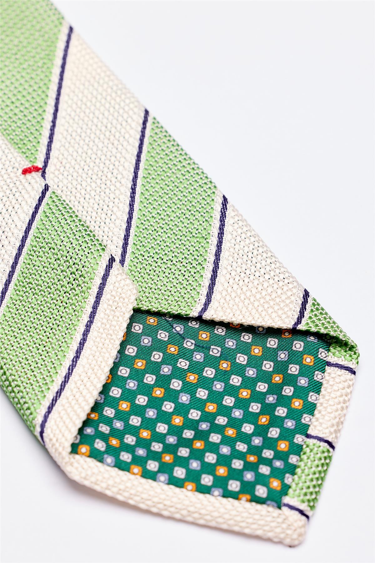 Yeşil Ekru Örgü İpek Kravat - Image 4