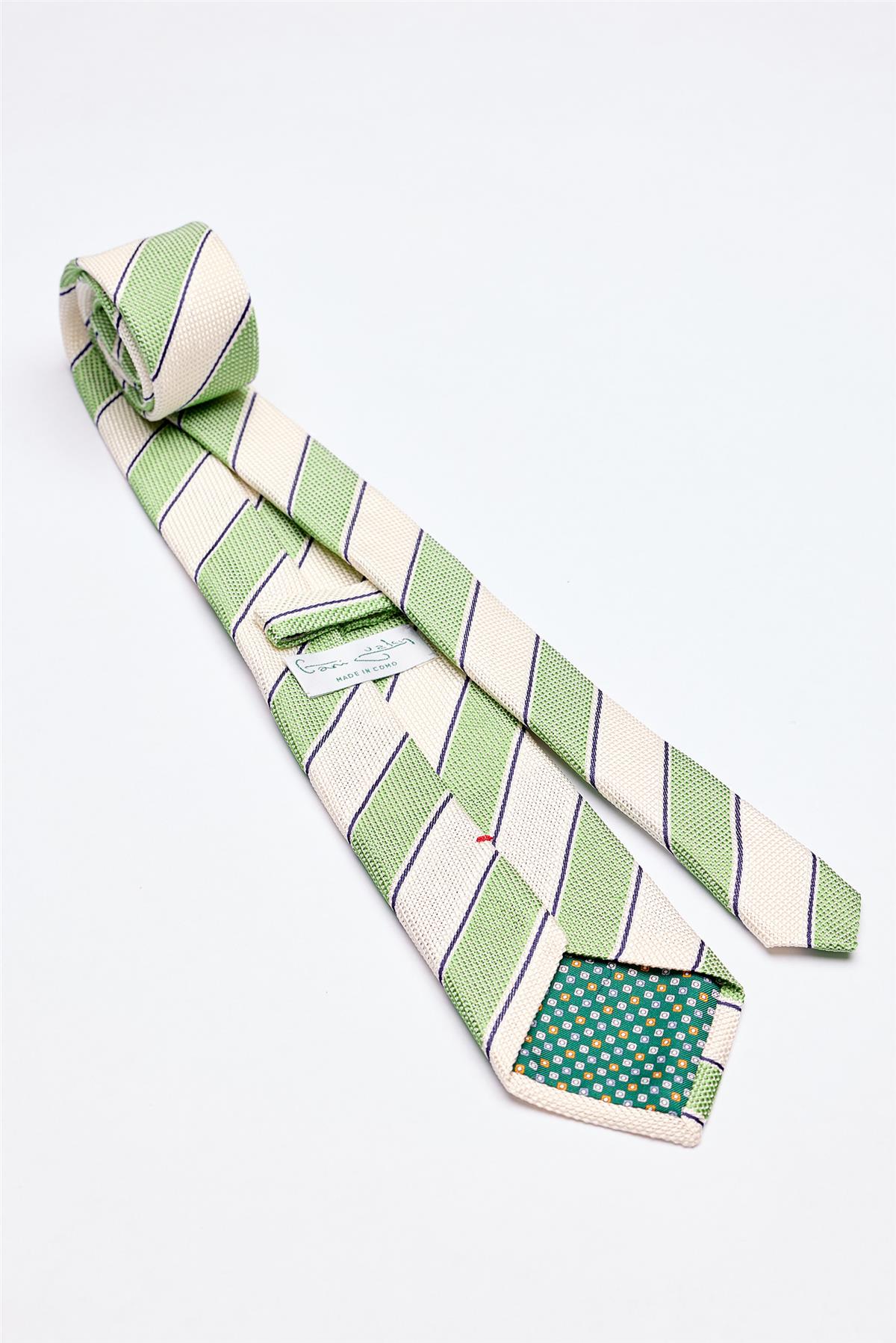 Yeşil Ekru Örgü İpek Kravat - Image 2