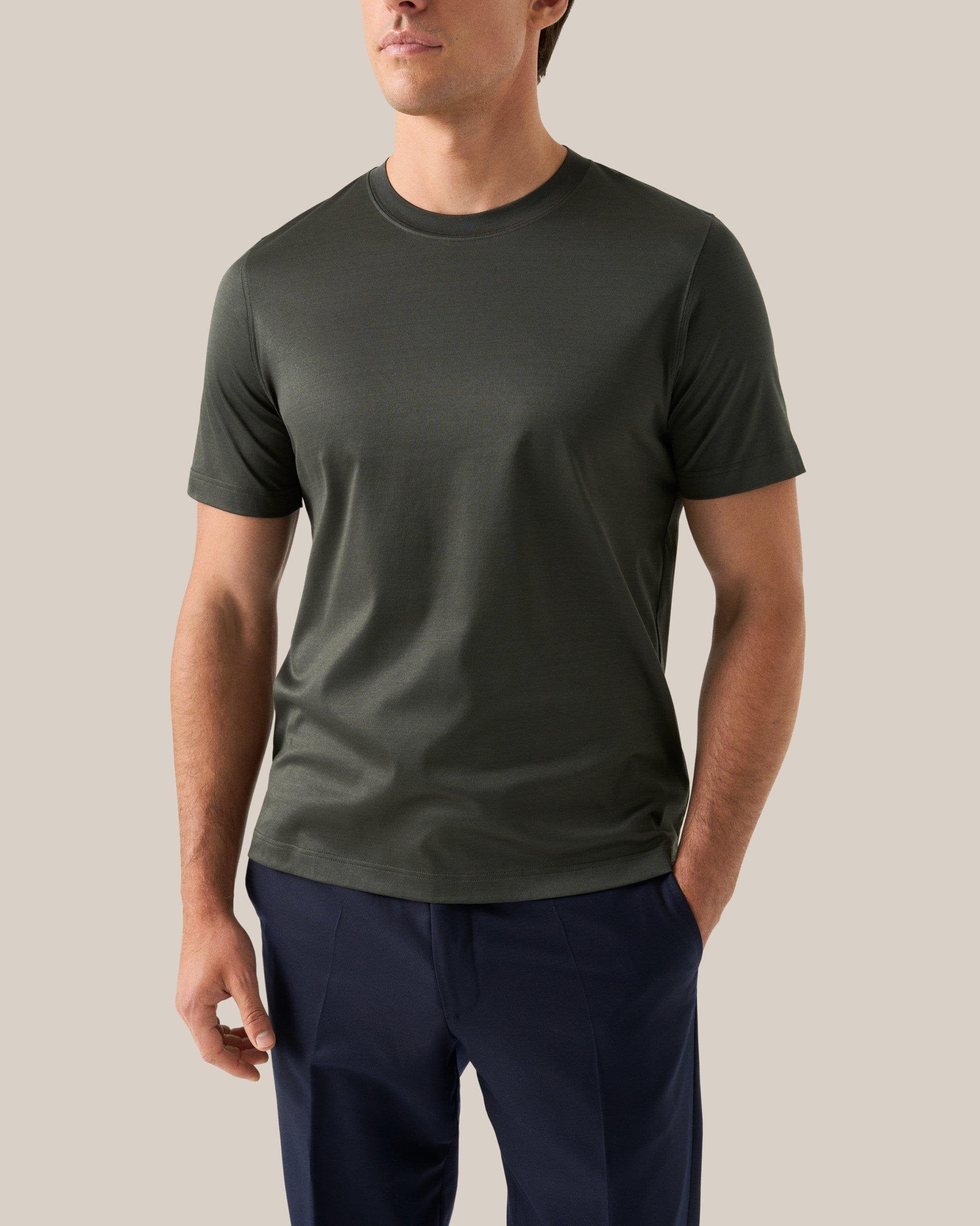 Yeşil Filo Di Scozia Pamuk T-Shirt - Image 4