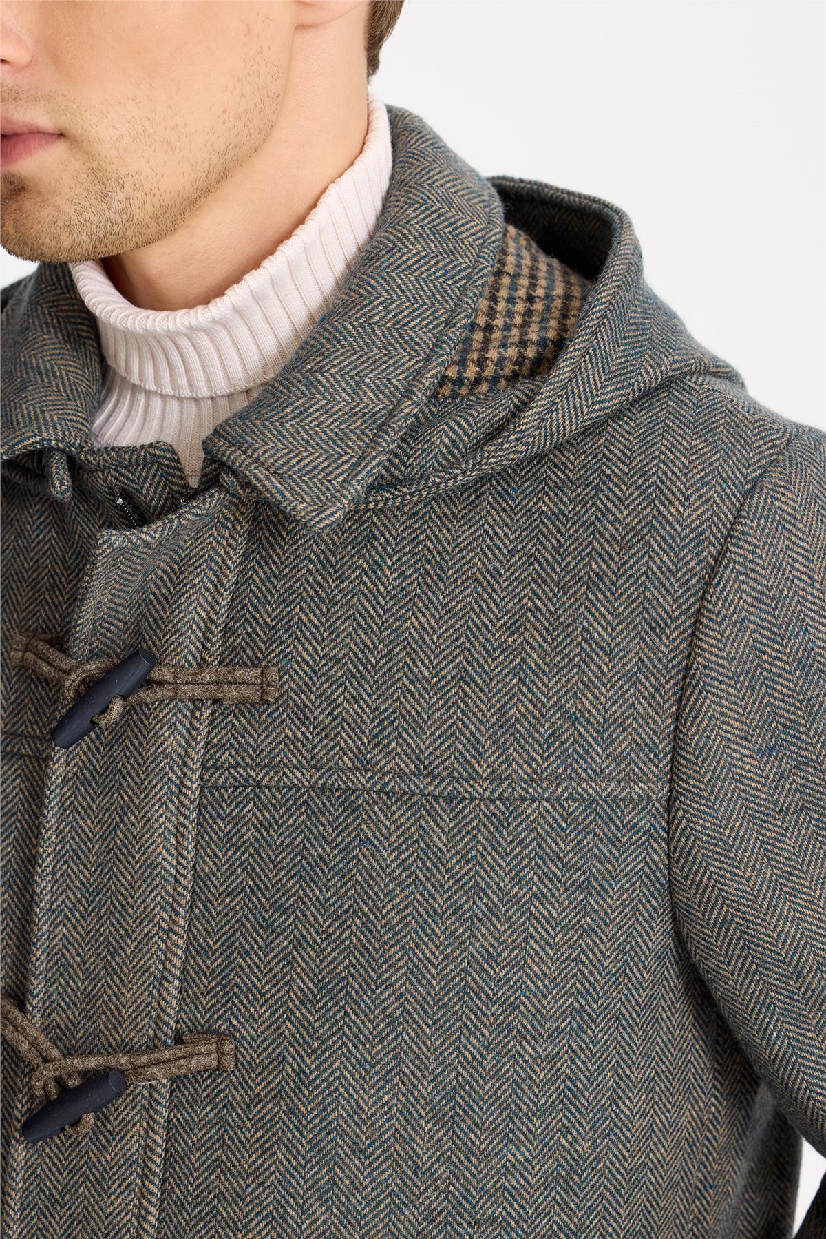 Yeşil Kapüşonlu Yün Kaban - Image 4