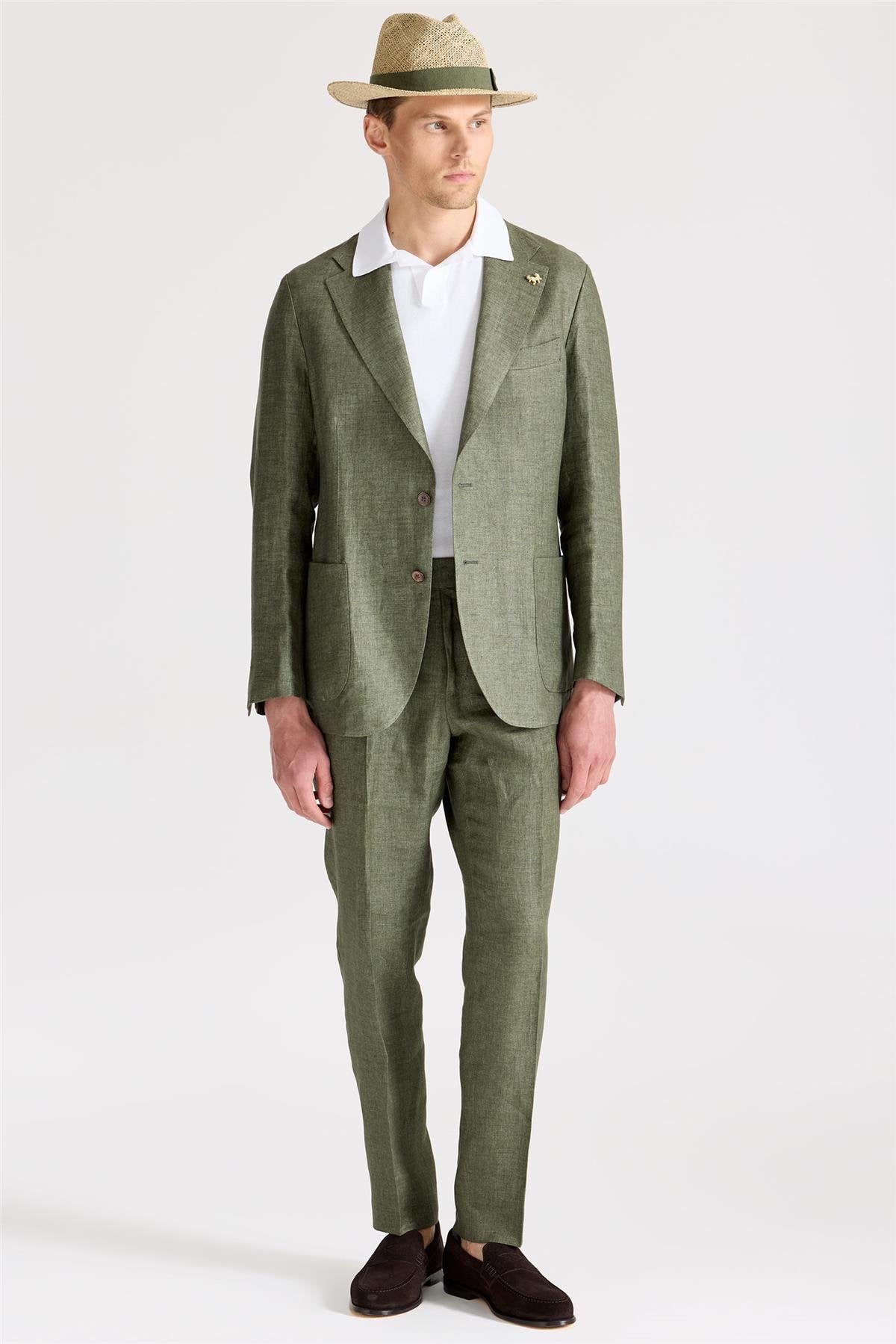 Yeşil Keten Takım Elbise - Image 3