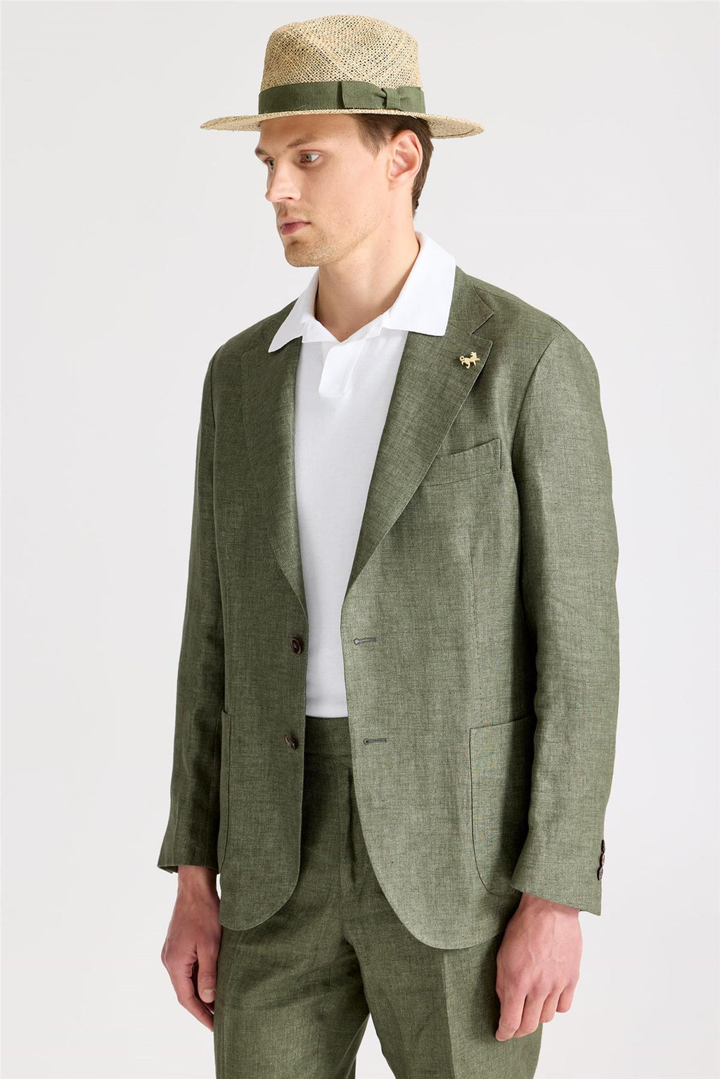 Yeşil Keten Takım Elbise - Image 4