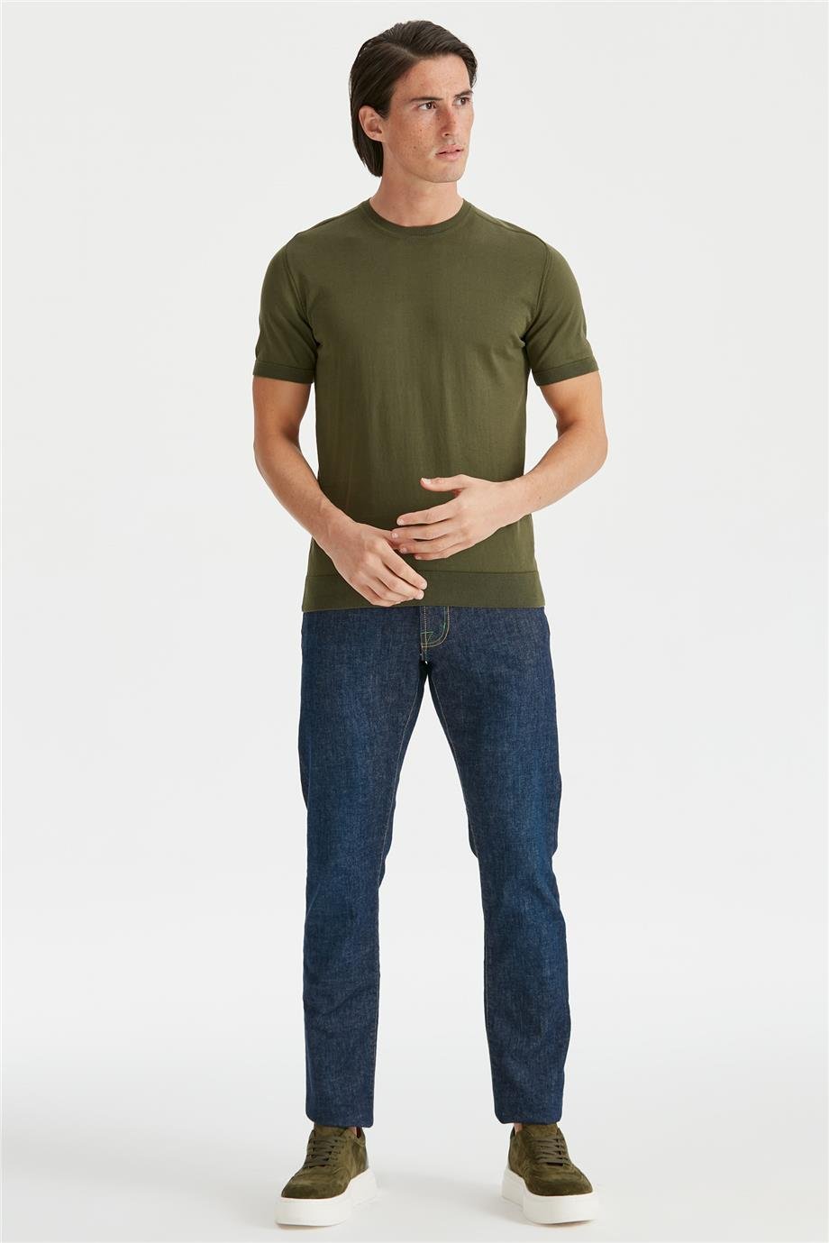 Yeşil Kısa Kollu Pamuk Triko - Image 2