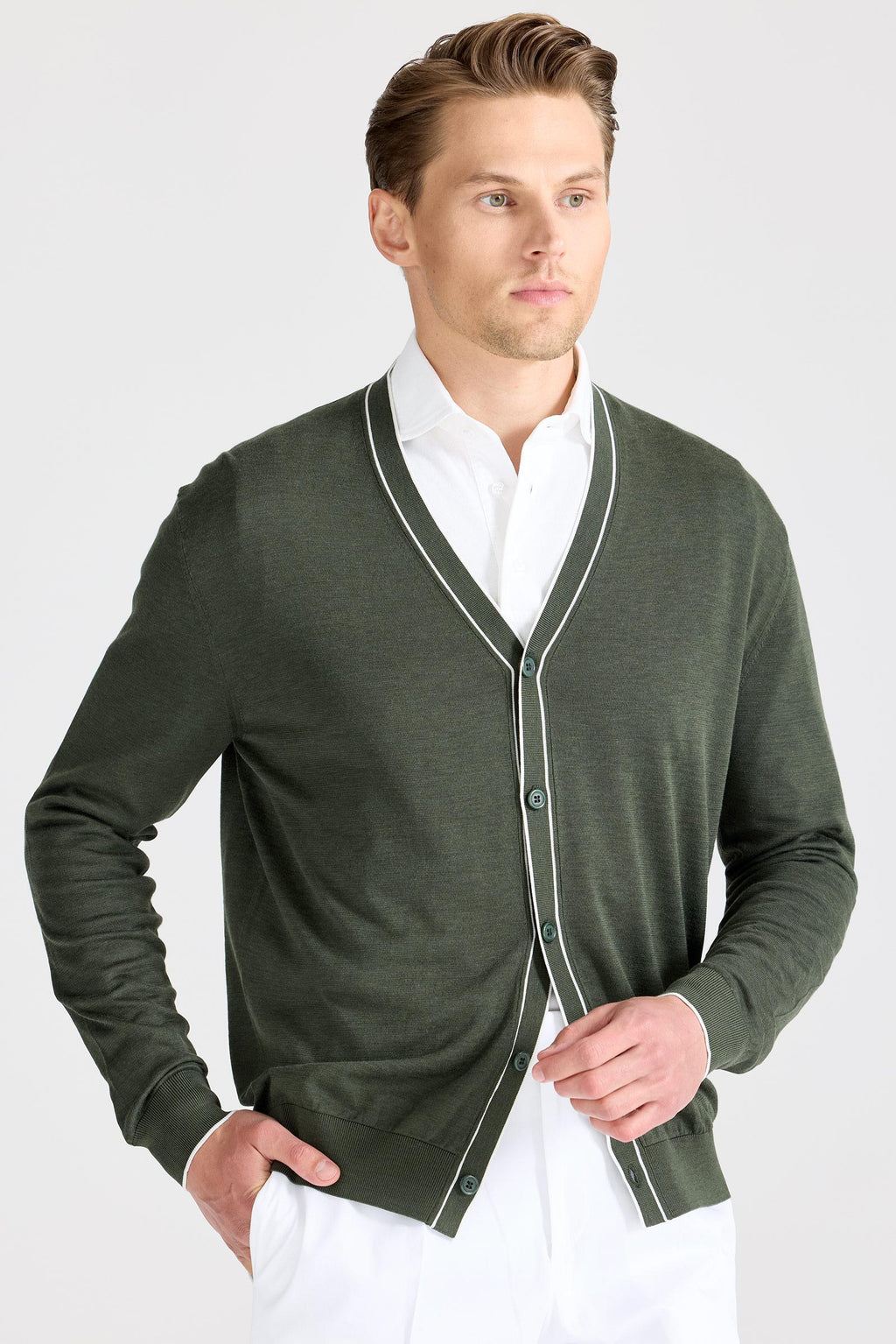 Yeşil Pamuk İpek Hırka - Image 2