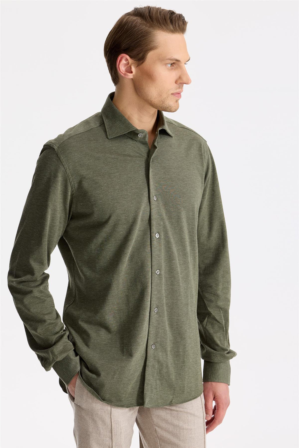 Yeşil Pamuk Kaşmir Gömlek - Image 5