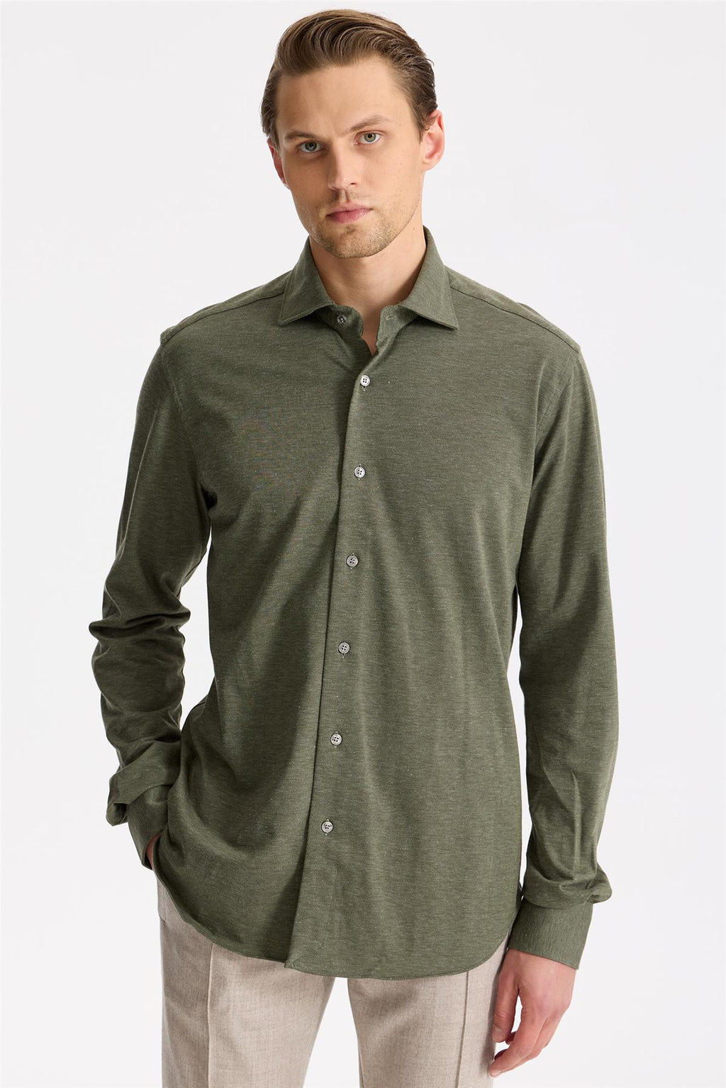 Yeşil Pamuk Kaşmir Gömlek - Image 4