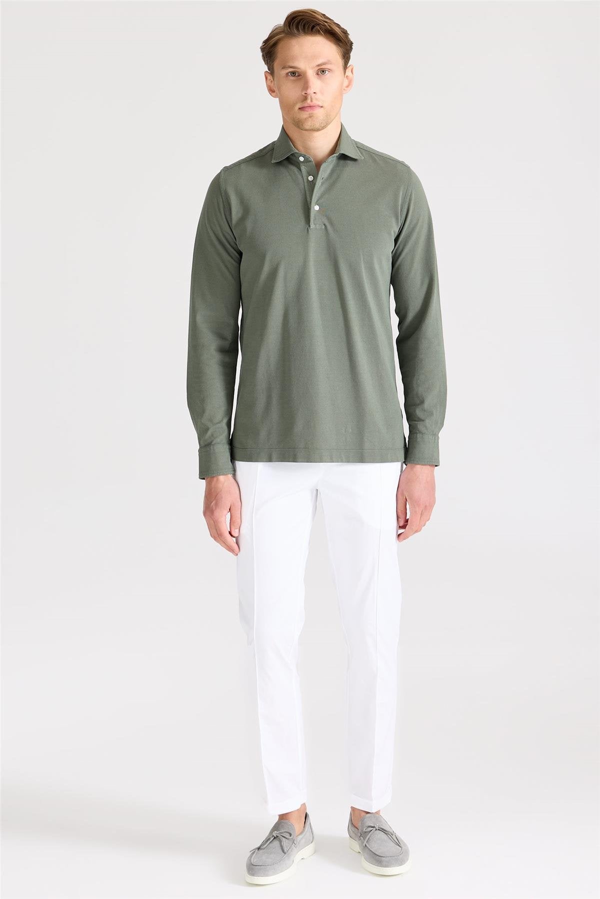 Yeşil Pima Pamuk Sweatshirt