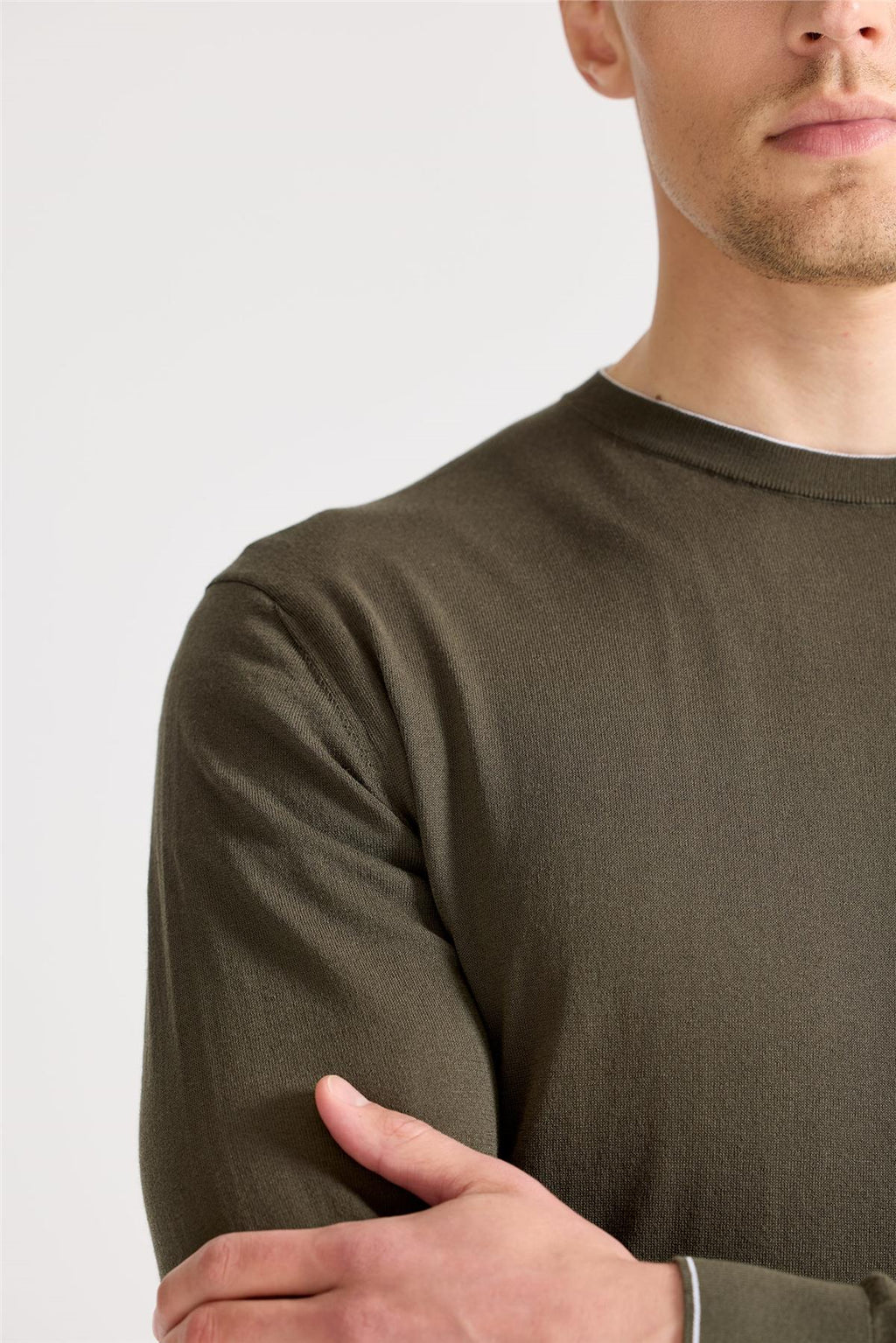 Yeşil Sıfır Yaka Pamuk Triko