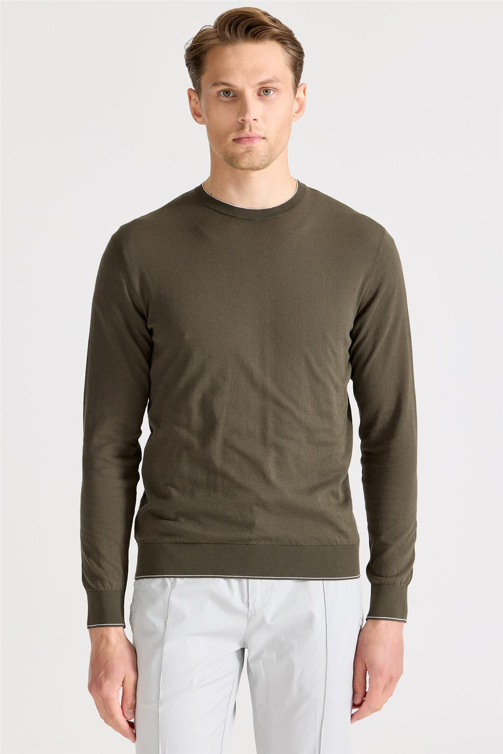 Yeşil Sıfır Yaka Pamuk Triko