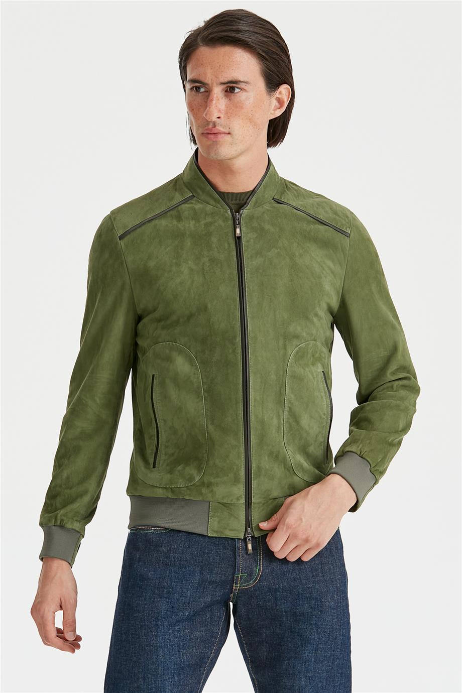 Yeşil Süet Erkek Mont - Image 3