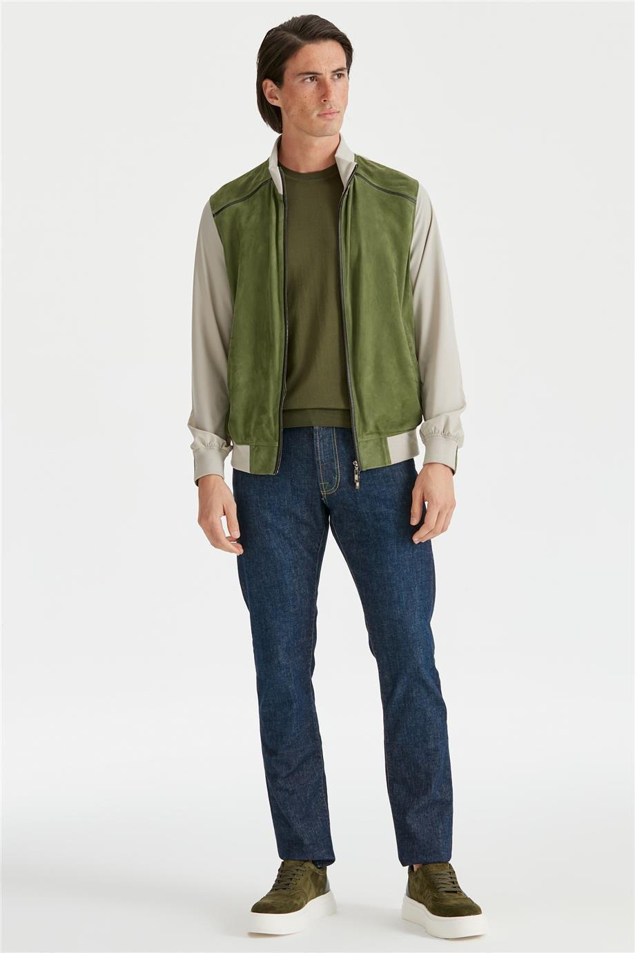 Yeşil Süet Teknik Erkek Mont - Image 4