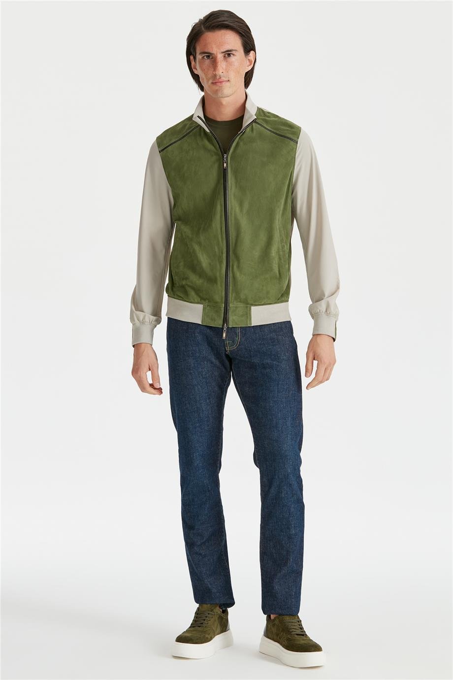 Yeşil Süet Teknik Erkek Mont - Image 2